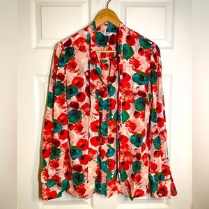 Original Penguin Red & Green Floral Print shirt Size Medium